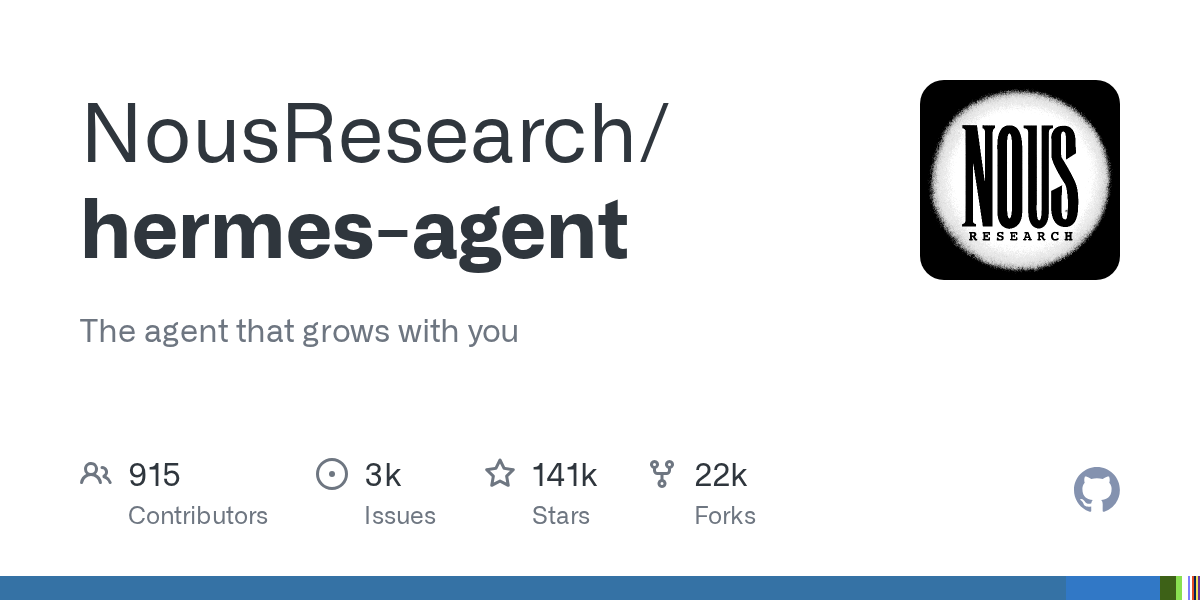 GitHub-Vorschau des Hermes Agent Repositorys