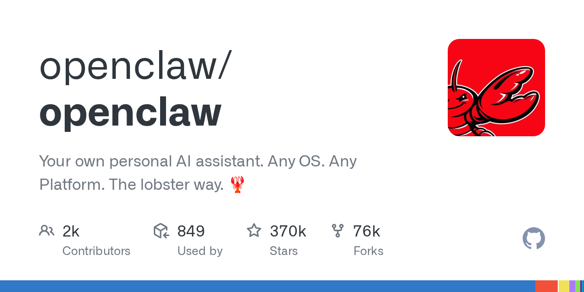 GitHub-Vorschau des OpenClaw Repositorys